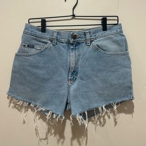 Lee Denim Blue Cutoff Jean Shorts with Raw Distressed Hem - Women’s Size 32 / 30